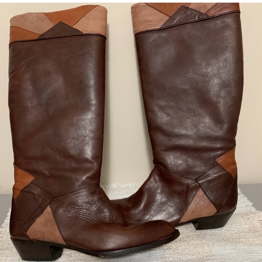 Brown vintage genuine soft Leather riding boots